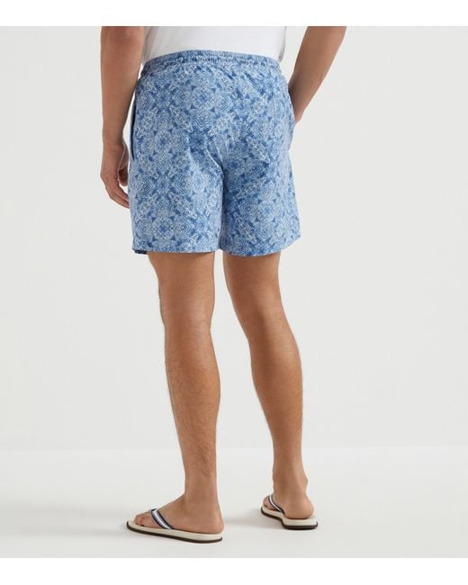 Brunello Cucinelli Blue Printed Swim Shorts for men