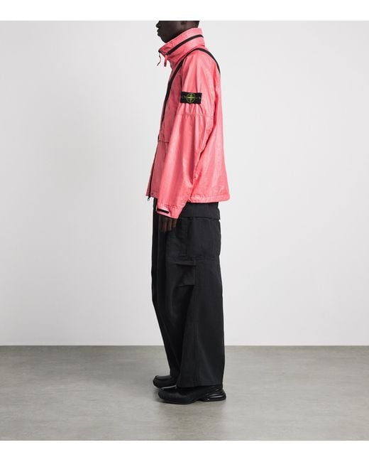Stone Island Pink Nylon 3L-Tc Hooded Jacket for men
