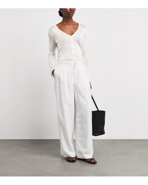Theory White Sheer Jersey V-Neck Cardigan