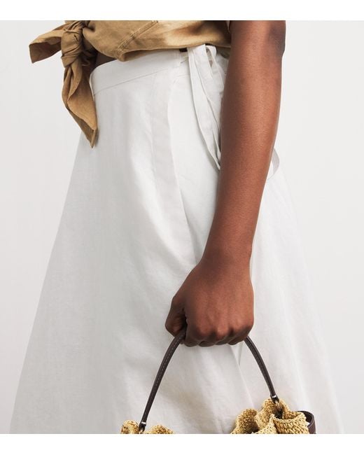 Polo Ralph Lauren White Linen Wrap Midi Skirt
