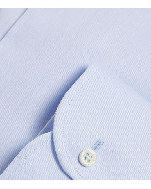 Corneliani Blue Cotton Twill Long-Sleeve Shirt for men