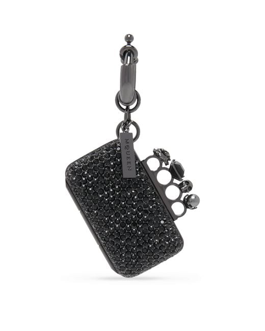 McQueen Black Embellished Knuckle Clutch Charm