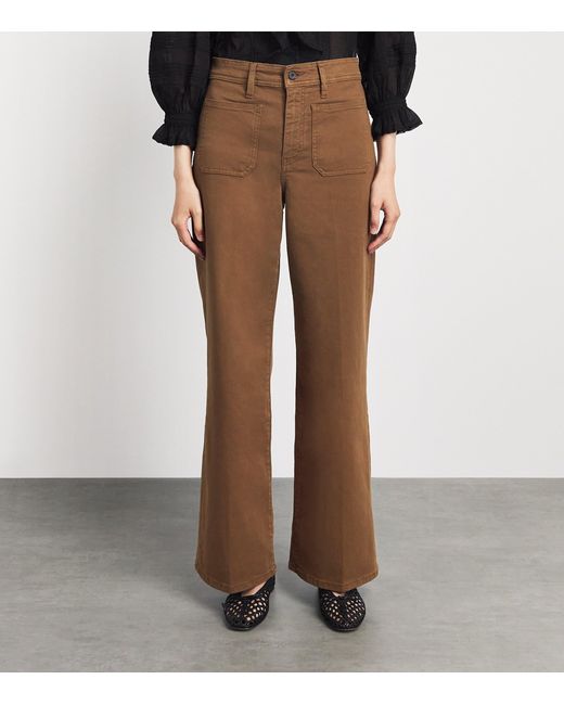 FRAME Brown Cotton-Blend Harbour Palazzo Trousers