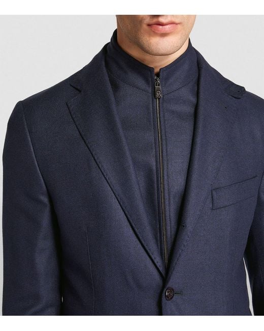 Corneliani Blue Wool-silk Single-breasted Blazer for men