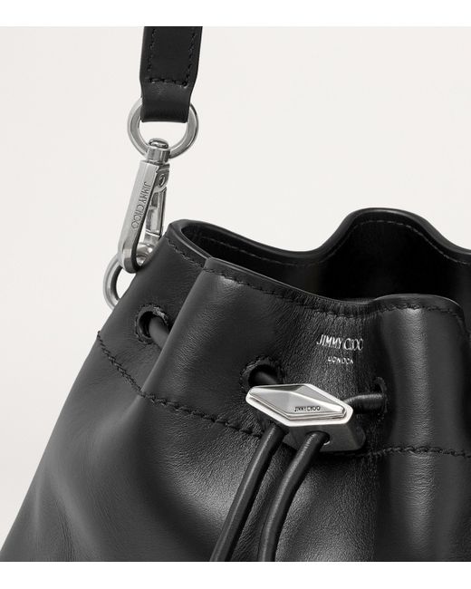 Jimmy Choo Black Small Leather Cinch Bucket Bag