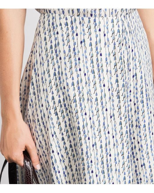 Altuzarra Gray Silk Bluebell Print Varda Midi Skirt