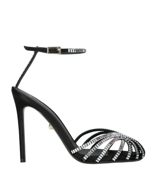 ALEVI Black Satin Embellished Penelope Heeled Sandals 110