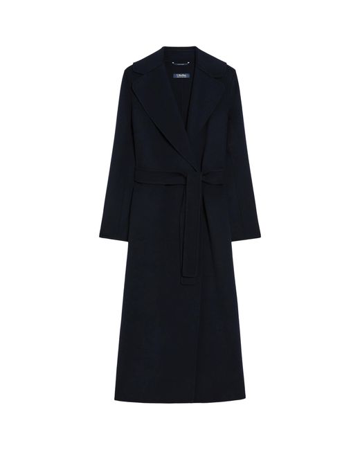 Max Mara Blue Virgin Wool Poldo Wrap Coat