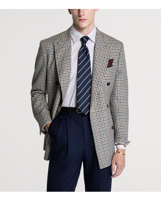 Dunhill Brown Wool Gingham Blazer for men