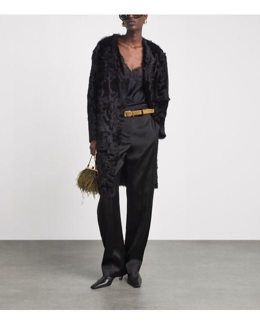 Khaite Black Satin Hunter Straight Trousers