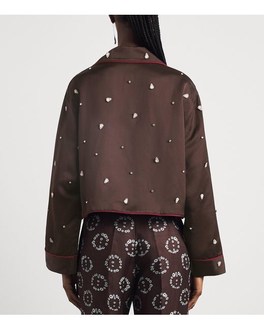 Sandro Brown Embellished Pyjama-Style Shirt