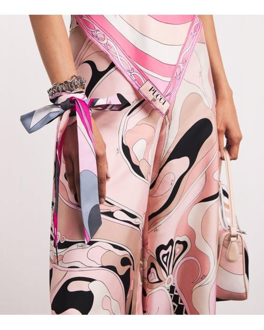 Emilio Pucci Pink Silk Onde Print Scarf Necklace
