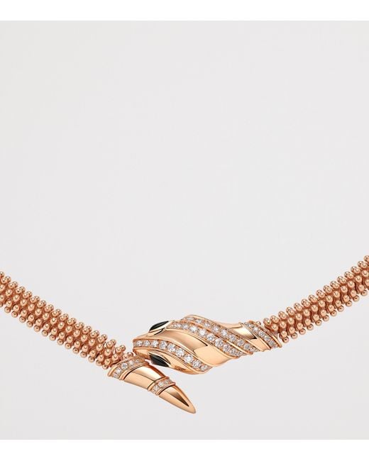 BVLGARI Metallic And Diamond Serpenti Necklace