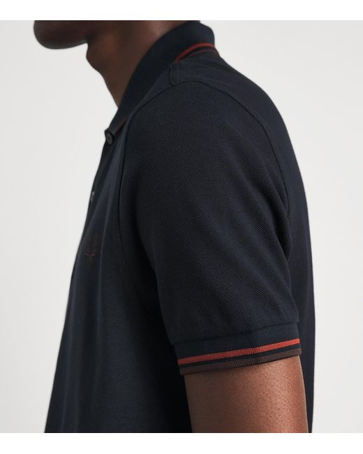 Fred Perry Black Cotton Twin Tipped Polo Shirt for men