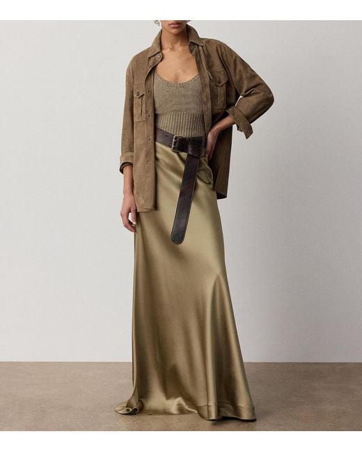 Ralph Lauren Brown Silk-Blend Mouliné Camisole Sweater