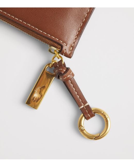 Polo Ralph Lauren Brown Leather Zipped Id Card Holder for men