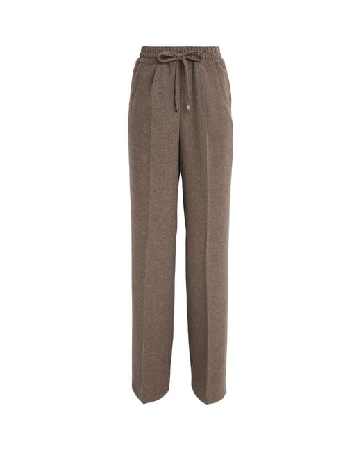 Kiton Brown Virgin Wool-Cashmere Straight Trousers