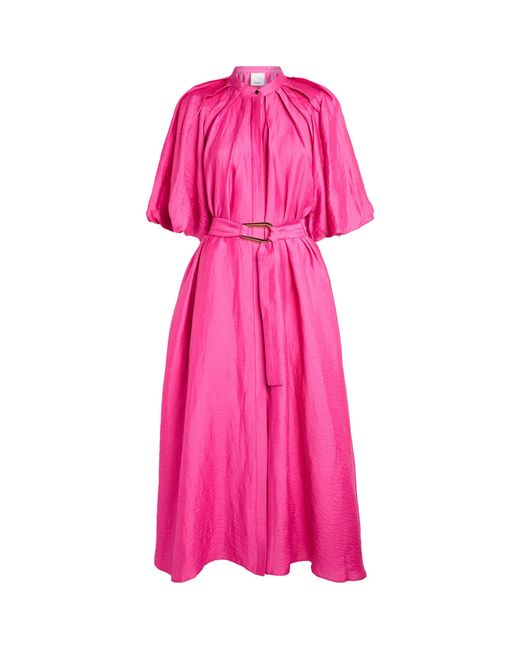 Acler Linen-blend Cranhurst Midi Dress in Pink | Lyst UK