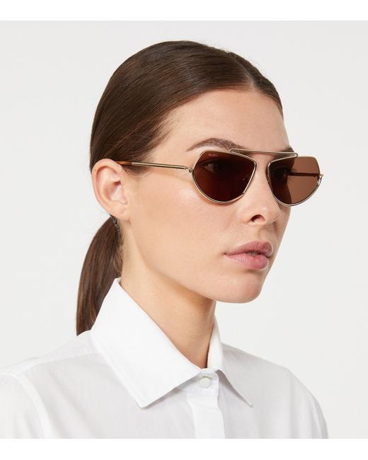 Max Mara Brown Metal Square Sunglasses
