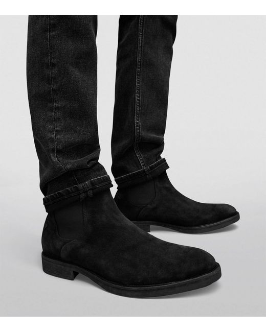 AllSaints Black Suede Creed Chelsea Boots for men