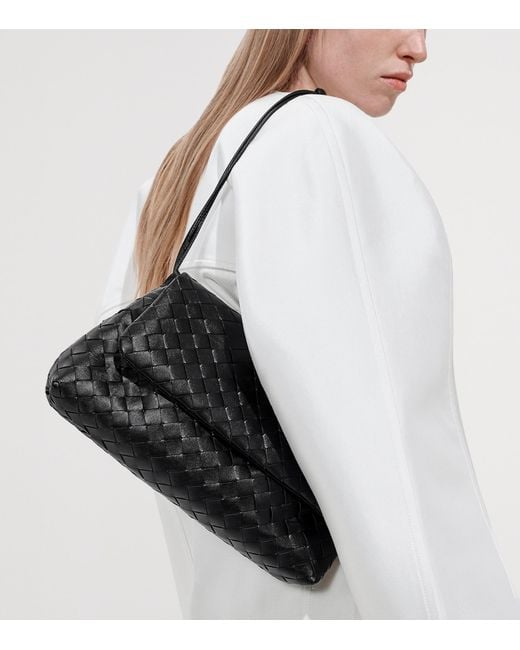 Bottega Veneta Black Leather Giorno Shoulder Bag
