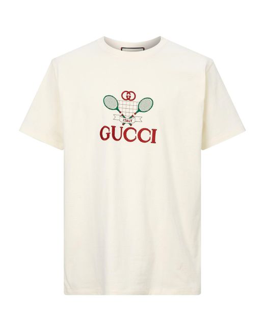 Gucci White Oversize Tennis T-shirt for men