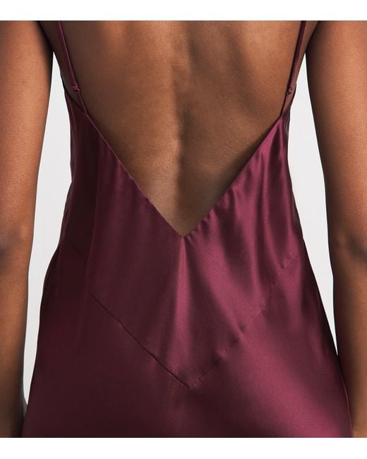 Olivia Von Halle Purple Silk Ilse Midi Slip Dress
