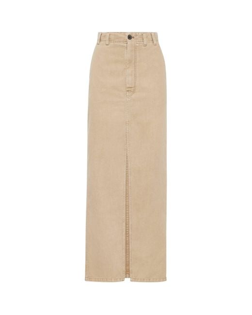 Brunello Cucinelli Natural Cotton-Linen Chino Maxi Skirt