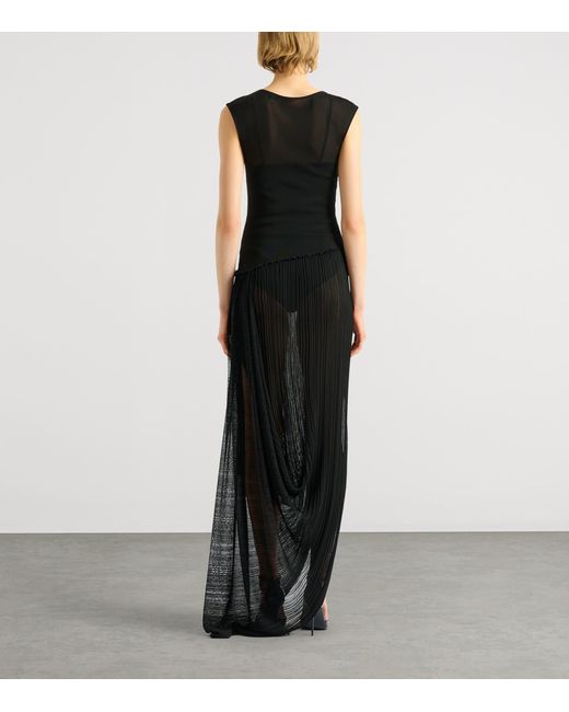 Balmain Black Long Draped Dress