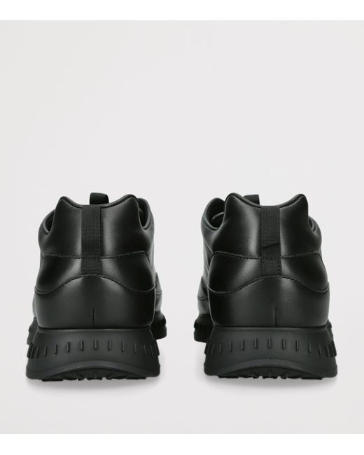 John Lobb Black Leather Stream Laced Sneakers for men