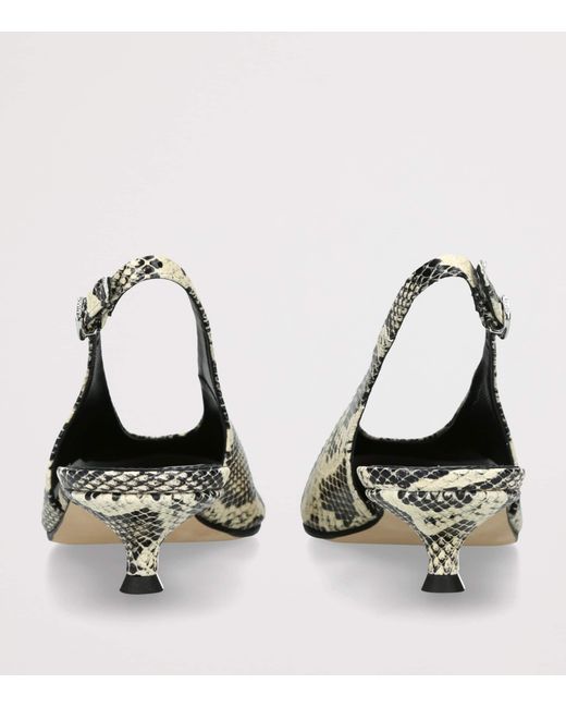 Aeyde Metallic Snakeskin-Effect Camila Slingback Pumps 35