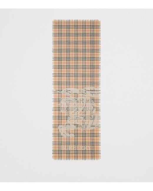 Burberry Natural Wool Wide Ekd Check Scarf