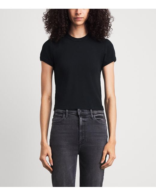 Mother Black Cotton Itty Bitty Ringer T-Shirt