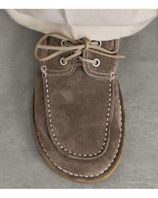 AMI Brown Suede Boat Shoes for men