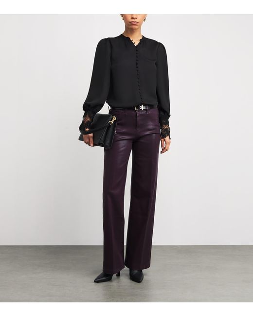 L'Agence Black Lace Trim Ava Blouse
