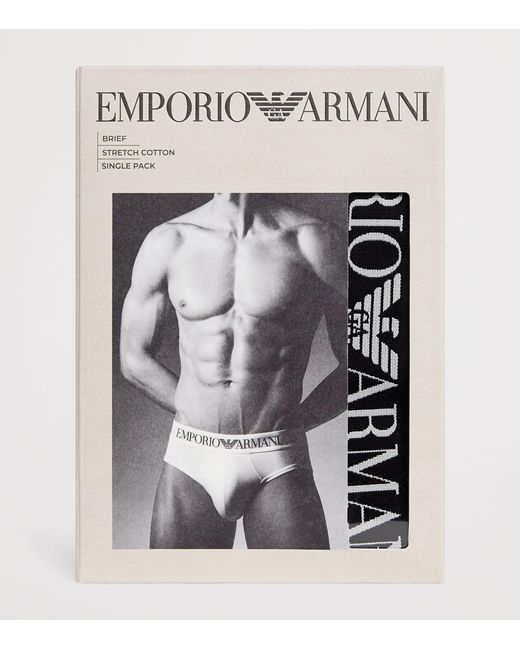 Emporio Armani White Stretch-Cotton Logo Briefs for men