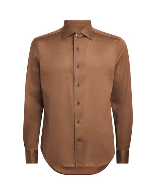 Corneliani Brown Cotton Long-Sleeve Shirt for men