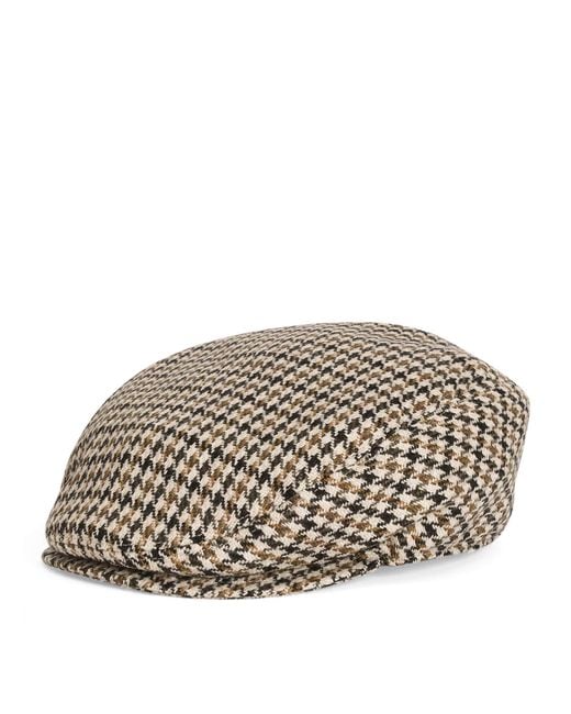 Dolce & Gabbana Gray Virgin Wool Houndstooth Flat Cap for men