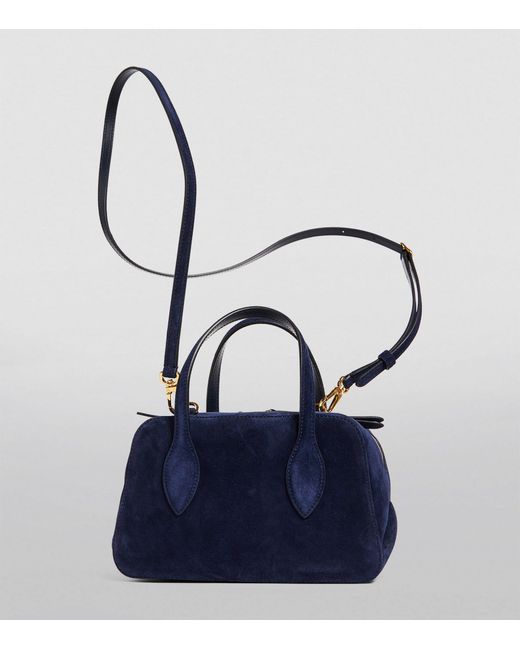 Khaite Blue Small Suede Maeve Top-handle Bag