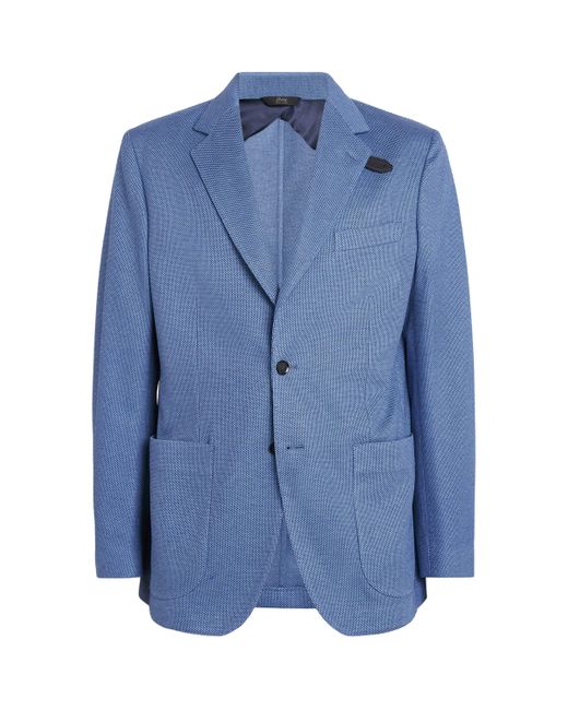 Brioni Blue Silk-Cotton Blazer for men