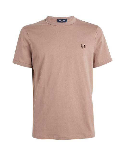 Fred Perry Pink Embroidered Logo T-shirt for men