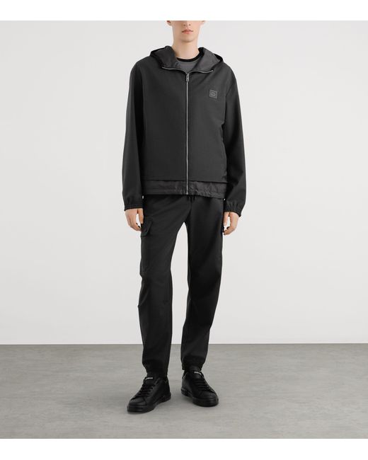 Dolce & Gabbana Black Wool-Blend Canvas Hooded Jacket for men