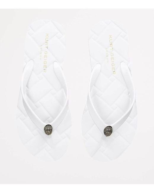 Kurt Geiger White Ladies Kensington Q Two-post Rubber Flip Flops, Size: