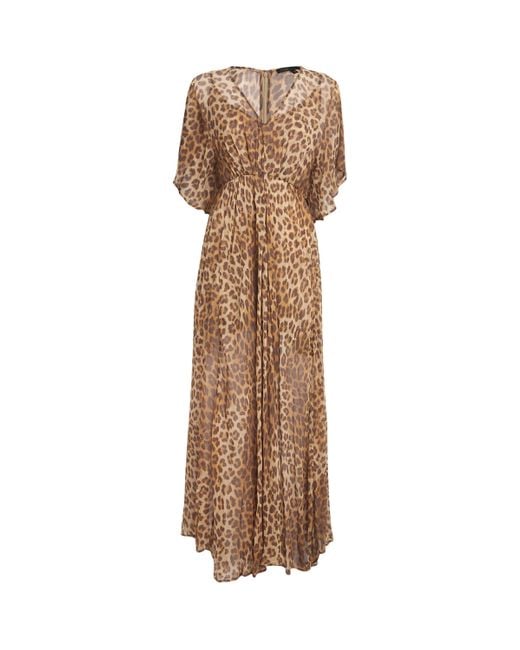 Maje Brown Leopard Print Maxi Dress