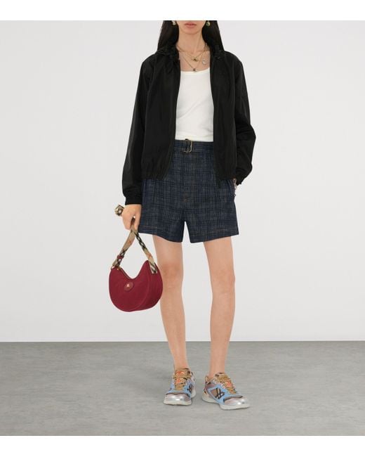 Burberry Red Check Horseshoe Cross-Body Bag