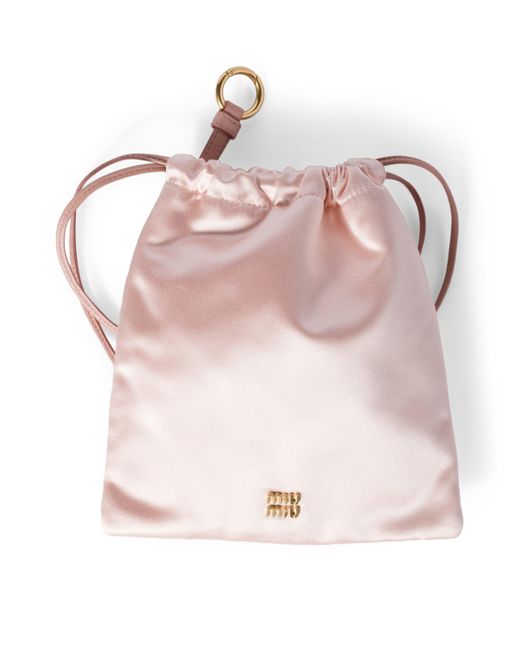 Miu Miu Pink Satin Drawstring Pouch