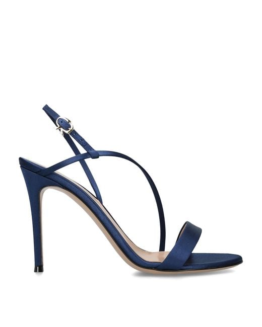 Gianvito Rossi Blue Satin Manhattan Heeled Sandals 95
