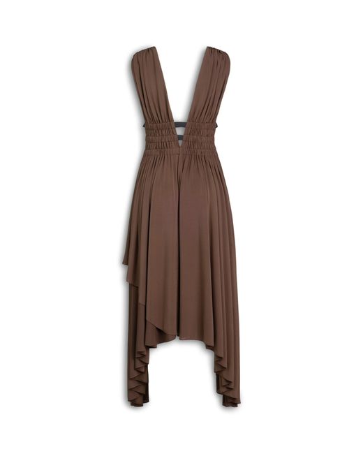 Alaïa Brown High-Low Midi Dress
