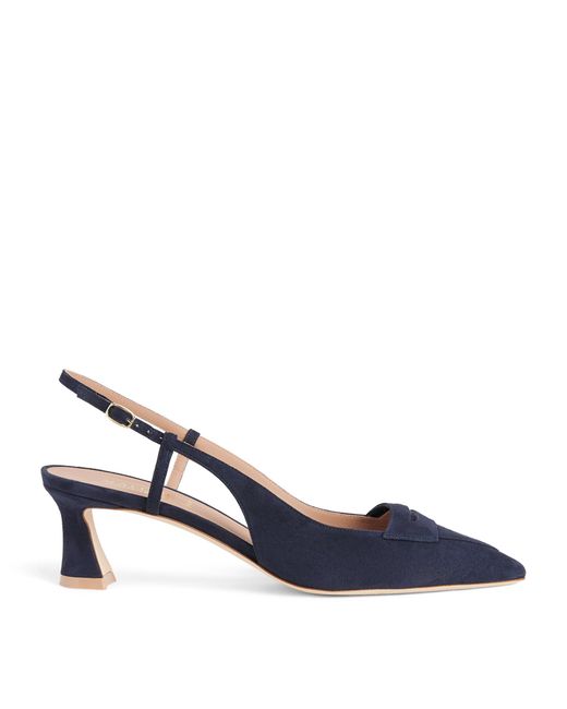Malone Souliers Blue X Harrods Suede Suze Slingback Pumps 45