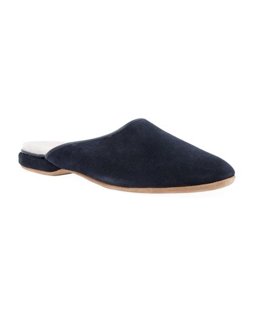Derek Rose Blue Suede Douglas Slippers for men